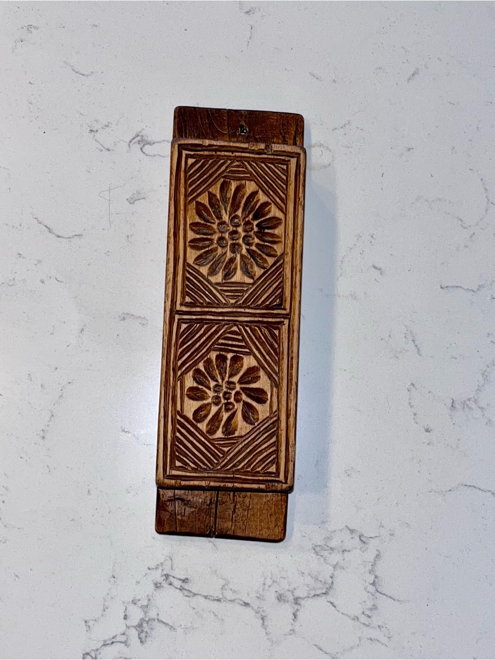 Vintage Hand Carved Wood Block Cookie Press/  Wall Decor